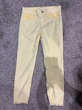 Yellow Lace-Trim Girl’s Jeggings